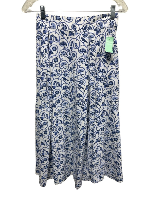 Thierry Colson Size S Blue & White Cotton Sleeveless Button Front Midi Skirt Set Blue & White / S