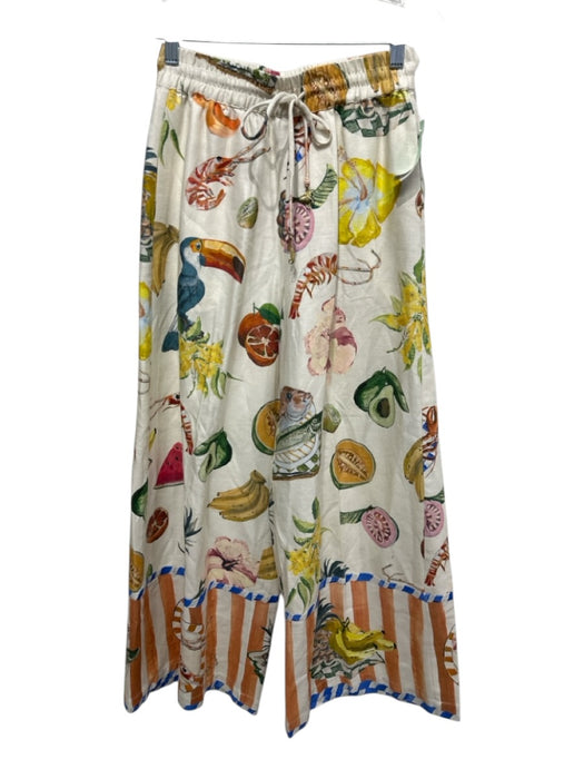 Alemais Size 4 Cream, Orange &  Mustard Linen Sleeveless Fruit & Food Pant Set Cream, Orange &  Mustard / 4