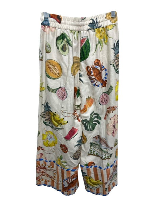 Alemais Size 4 Cream, Orange &  Mustard Linen Sleeveless Fruit & Food Pant Set Cream, Orange &  Mustard / 4