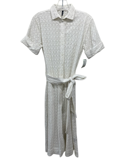Lisa Marie Fernandez Size S White Cotton Short Sleeve Eyelet Maxi Dress White / S