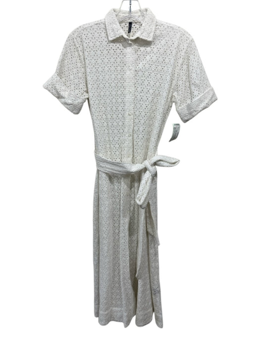 Lisa Marie Fernandez Size S White Cotton Short Sleeve Eyelet Maxi Dress White / S