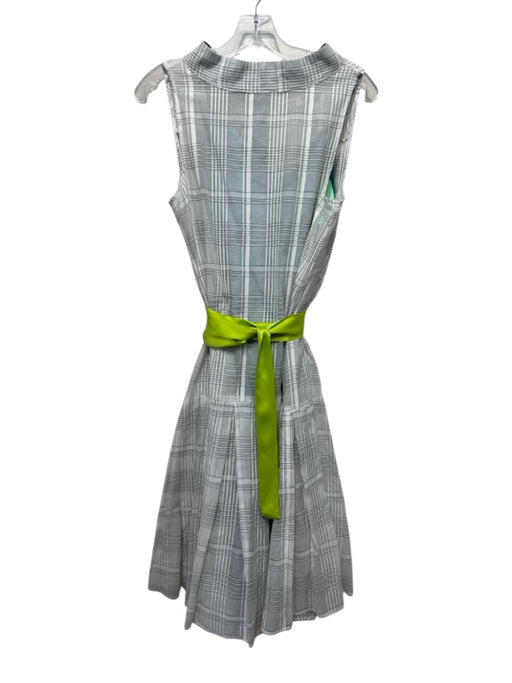 Katherine Kidd Size 4 White, Green & Blue Cotton & Silk Sleeveless Checked Dress White, Green & Blue / 4