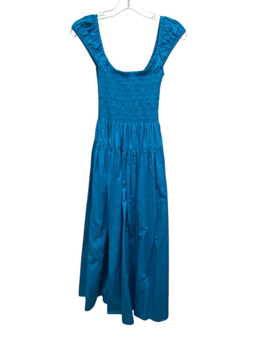 La Ligne Size S Turquiose Cotton Sleeveless Shirred Top Pockets Maxi Dress Turquiose / S