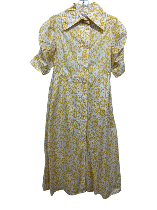 Thierry Colson Size S Yellow & White Cotton Short Sleeve Spotted Maxi Dress Yellow & White / S