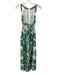 Cara Cara Size S Cream, Green & Blue Print Cotton Sleeveless Floral Maxi Dress Cream, Green & Blue Print / S