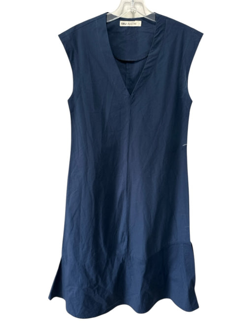 SBJ Austin Size 1 Navy Cotton Sleeveless V Neck Paneled Midi Dress Navy / 1