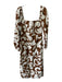 Rhode Size 4 Cream & Brown Linen & Cotton Long Balloon Sleeve Abstract Dress Cream & Brown / 4