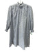 Hunter Bell Size XS Blue & White Cotton Long Balloon Sleeve Perforated Dress Blue & White / XS