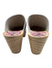 Magnafied Shoe Size 39 Pink & Green Leather Round Toe Floral Wood Base Clogs Pink & Green / 39