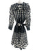 Vivetta Size 42 Black & White Cotton Floral Button Up Short Sleeve Pleats Dress Black & White / 42