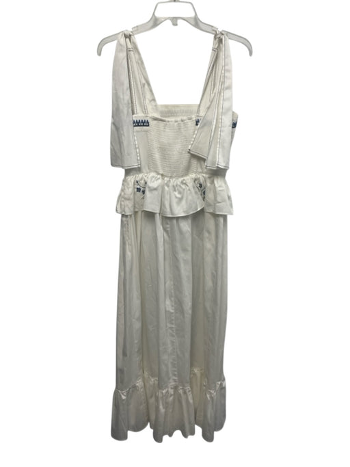 Lug Von Siga Size 36 White & Multi Cotton Sleeveless Tie Shoulder Maxi Dress White & Multi / 36