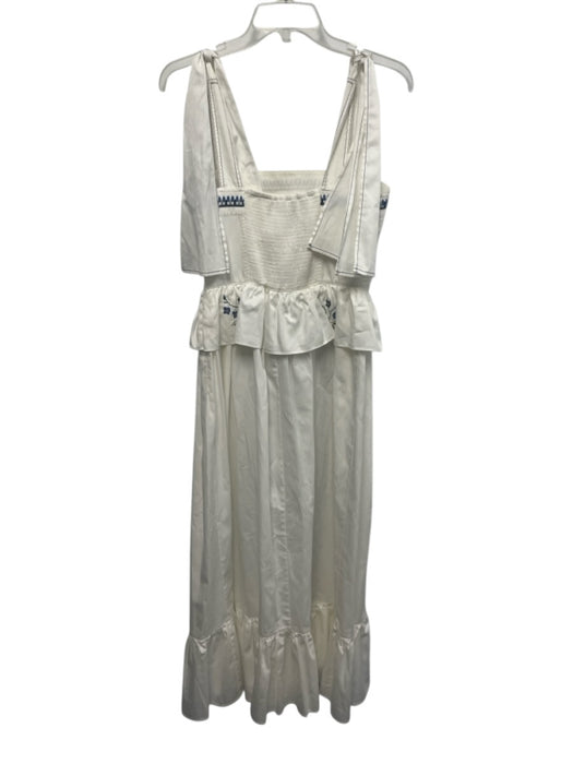 Lug Von Siga Size 36 White & Multi Cotton Sleeveless Tie Shoulder Maxi Dress White & Multi / 36