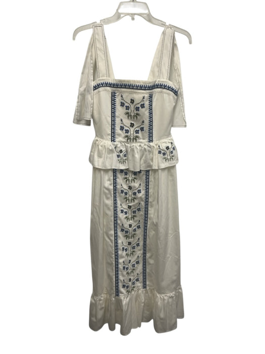 Lug Von Siga Size 36 White & Multi Cotton Sleeveless Tie Shoulder Maxi Dress White & Multi / 36