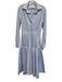 Tish Cox Size XS White & Blue Cotton Gingham Long Sleeve Scalloped Collar Dress White & Blue / XS