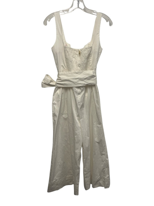 Cara Cara Size S White Cotton Blend Sleeveless Pleats Back Zip Sash Inc Jumper White / S