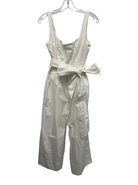 Cara Cara Size S White Cotton Blend Sleeveless Pleats Back Zip Sash Inc Jumper White / S