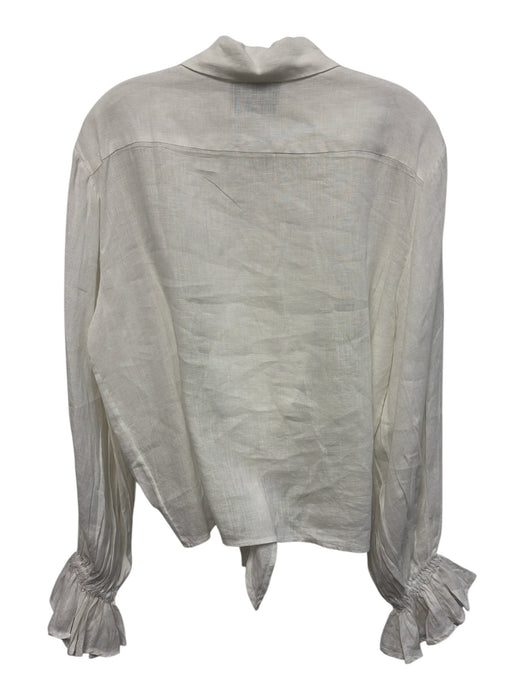 Sleeper Size S White Linen Elastic Waist Flounce Hem Long Sleeve Pants Set White / S