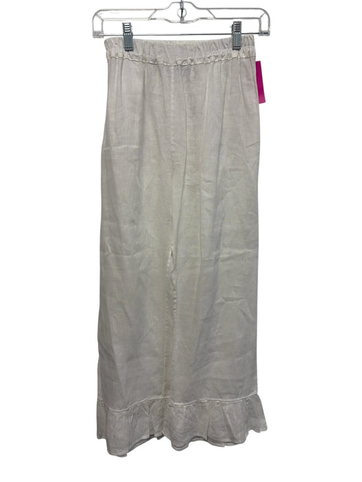 Sleeper Size S White Linen Elastic Waist Flounce Hem Long Sleeve Pants Set White / S