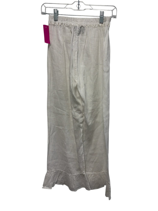Sleeper Size S White Linen Elastic Waist Flounce Hem Long Sleeve Pants Set White / S