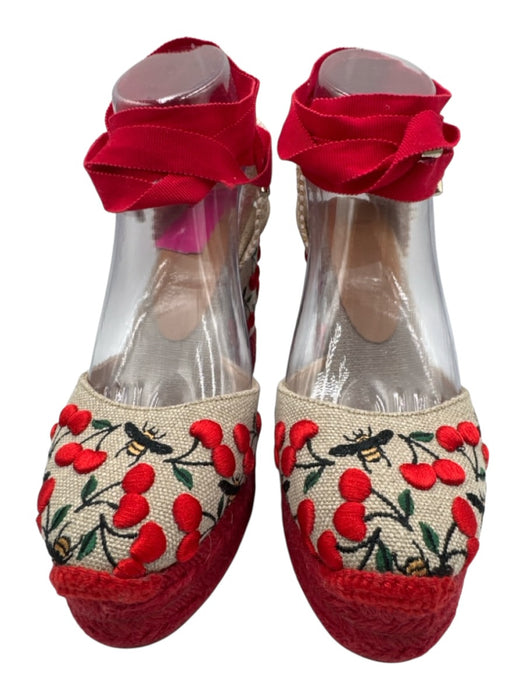 Castaner Shoe Size 38 Beige & Multi Canvas Platform Embroidered Sandals Beige & Multi / 38