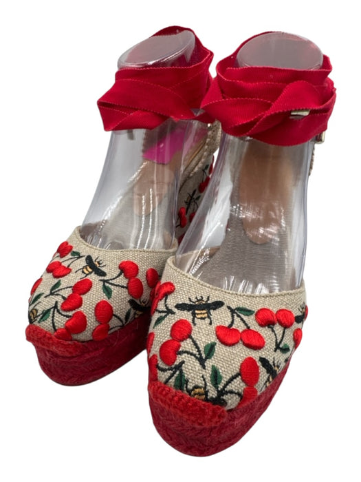 Castaner Shoe Size 38 Beige & Multi Canvas Platform Embroidered Sandals Beige & Multi / 38