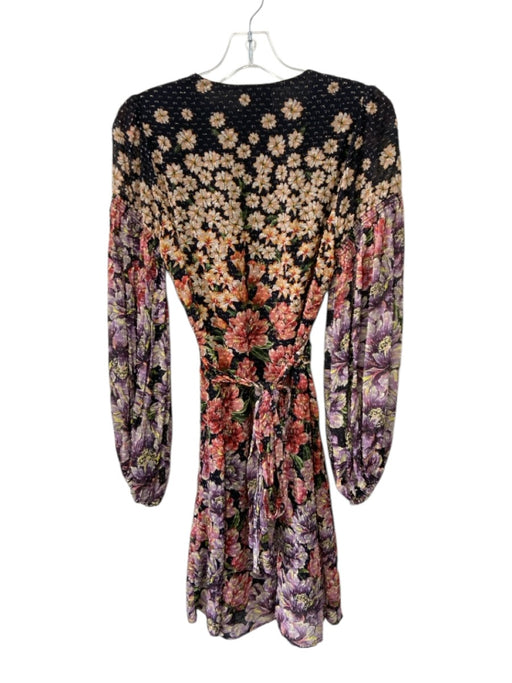 Farm Rio Size XS Black, Orange & Multi Print Viscose Blend Long Sleeve Dress Black, Orange & Multi Print / XS
