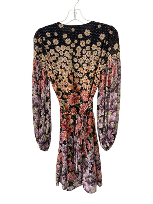 Farm Rio Size XS Black, Orange & Multi Print Viscose Blend Long Sleeve Dress Black, Orange & Multi Print / XS