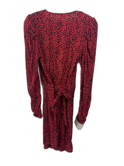 Free People Size XS Red & Black Cupro & Viscose Long Sleeve Floral Doodle Dress Red & Black / XS