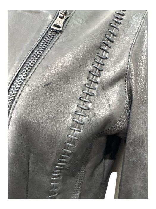 Emino Tillo Size 38 Black Leather Zip Front Stitch Detail Back Detail Jacket Black / 38