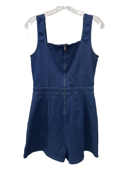 Sugar + Lips Size M Dark Wash Polyester Blend Sleeveless Denim Zip Back Romper Dark Wash / M