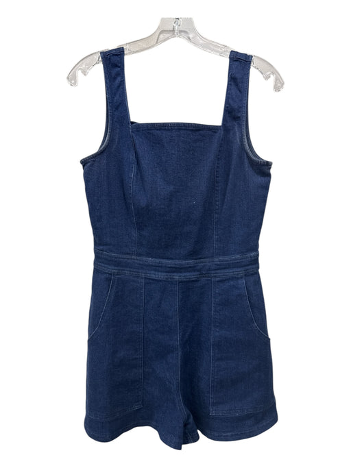Sugar + Lips Size M Dark Wash Polyester Blend Sleeveless Denim Zip Back Romper Dark Wash / M