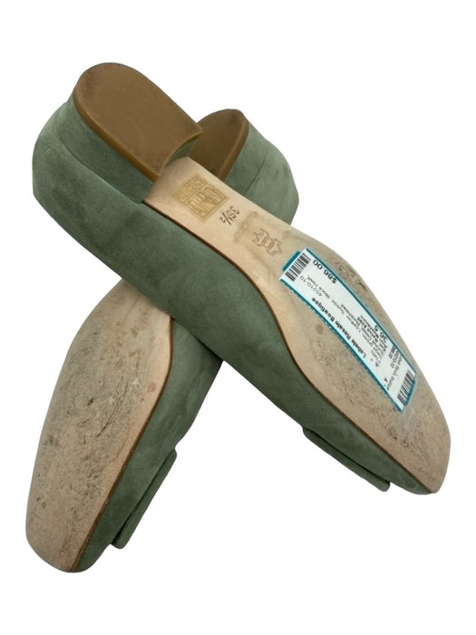 Ann Mashburn Shoe Size 36.5 Sage green Leather Suede Block Heel Flats Sage green / 36.5