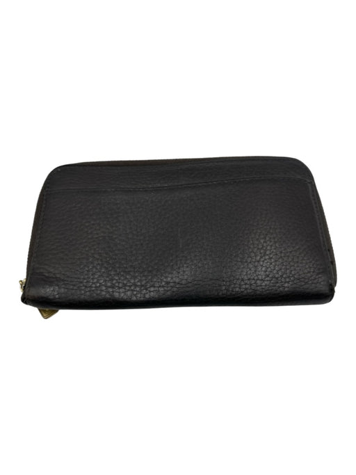 Coach Dark Brown Leather Zip Close Card Slots Wallets Dark Brown