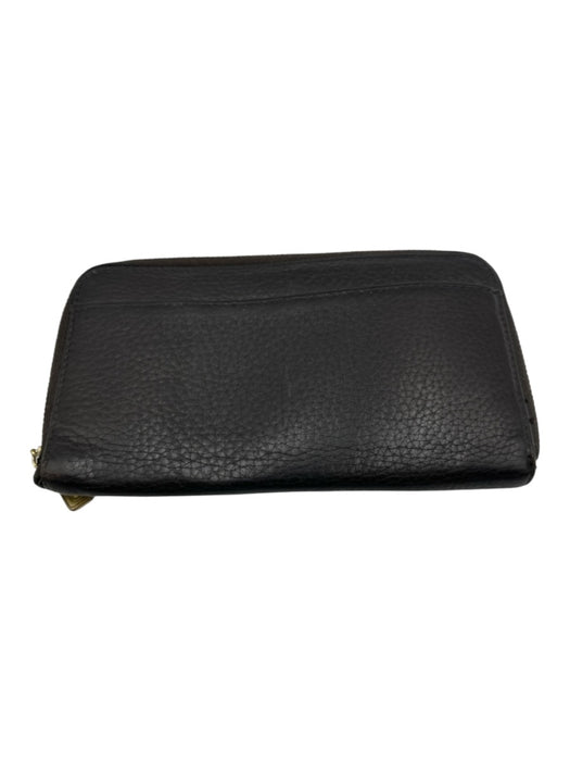 Coach Dark Brown Leather Zip Close Card Slots Wallets Dark Brown