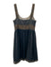 Adrianna Papell Size 4 Navy Silk Zip Close Embellished Knee Length Dress Navy / 4