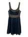 Adrianna Papell Size 4 Navy Silk Zip Close Embellished Knee Length Dress Navy / 4