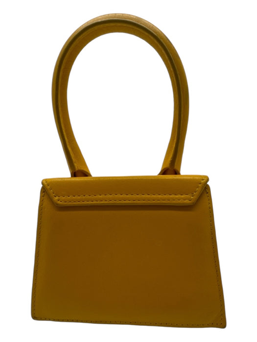 Jacquemus Yellow Leather One Handle Button Close Gold Logo Bag Yellow / XXS