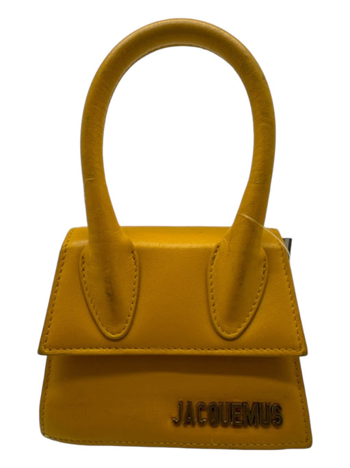 Jacquemus Yellow Leather One Handle Button Close Gold Logo Bag Yellow / XXS