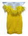 Staud Size XL Yellow Viscose & Nylon Blend Ostrich Feathers Side Zip Dress Yellow / XL