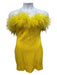 Staud Size XL Yellow Viscose & Nylon Blend Ostrich Feathers Side Zip Dress Yellow / XL