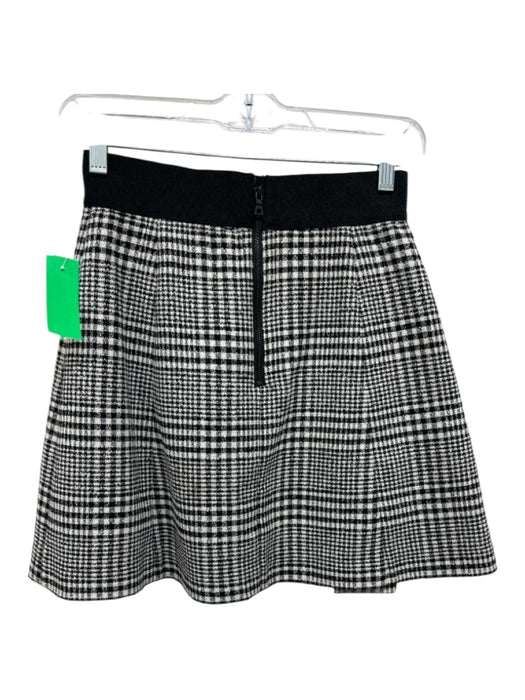 Alice & Olivia Size 0 B&W Virgin Wool Blend Gingham Zip Back Mini Pleats Skirt B&W / 0