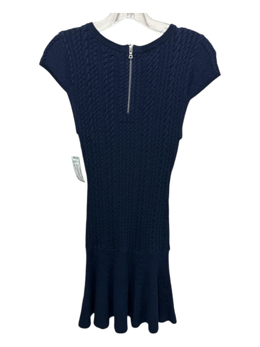 Alice & Olivia Size XS Navy Wool Cable Knit Cap Sleeve Ribbed Zip Back Dress Navy / XS
