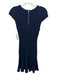 Alice & Olivia Size XS Navy Wool Cable Knit Cap Sleeve Ribbed Zip Back Dress Navy / XS