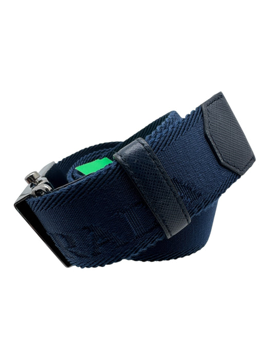 Prada Navy Polyester Blend Silvertone hardware Woven Logo Belts Navy