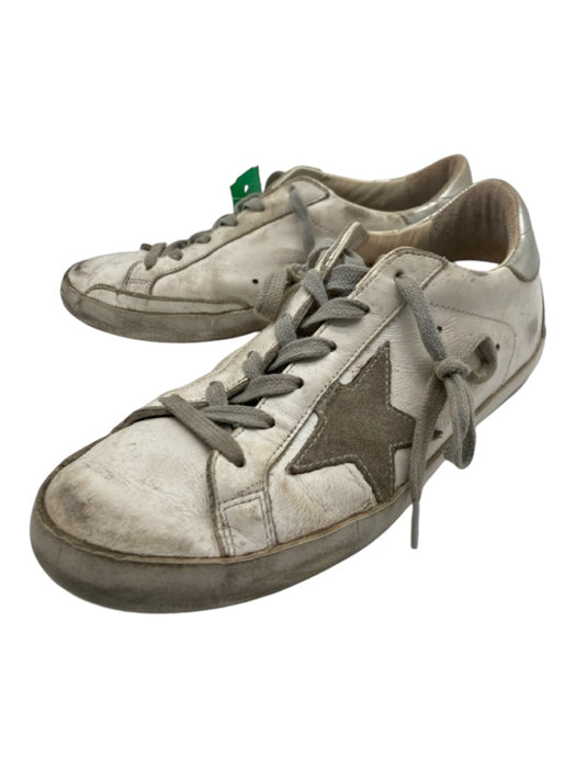 Golden Goose Shoe Size 36 White & Gray Leather Suede Low Top Lace Up Sneakers White & Gray / 36