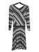 BCBGeneration Size XS Cream & Black Cotton Blend Printed V Neck Flowy Dress Cream & Black / XS