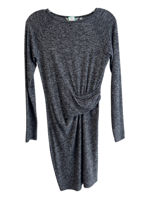 Athleta Size XXS Grey & Black Rayon Blend Round Neck Long Sleeve Heathered Dress Grey & Black / XXS