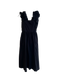 Wayf Size S Black Cotton Ruffle Sleeves Back Zip Tea Length Square Neck Dress Black / S