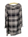 Thakoon Size Large Black & Gray Polyester Blend Abstract Plaid Long Sleeve Dress Black & Gray / Large