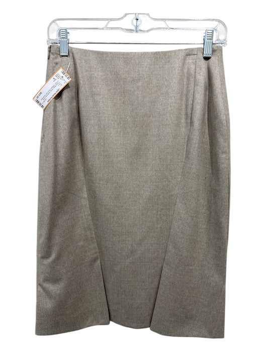 Akris Size 8 Taupe Biege Wool Heathered Knee Length Straight Pencil Skirt Skirt Taupe Biege / 8